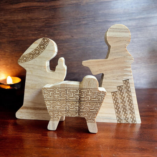 Wood Advent Nativity Set – 12 Days of Christmas Countdown