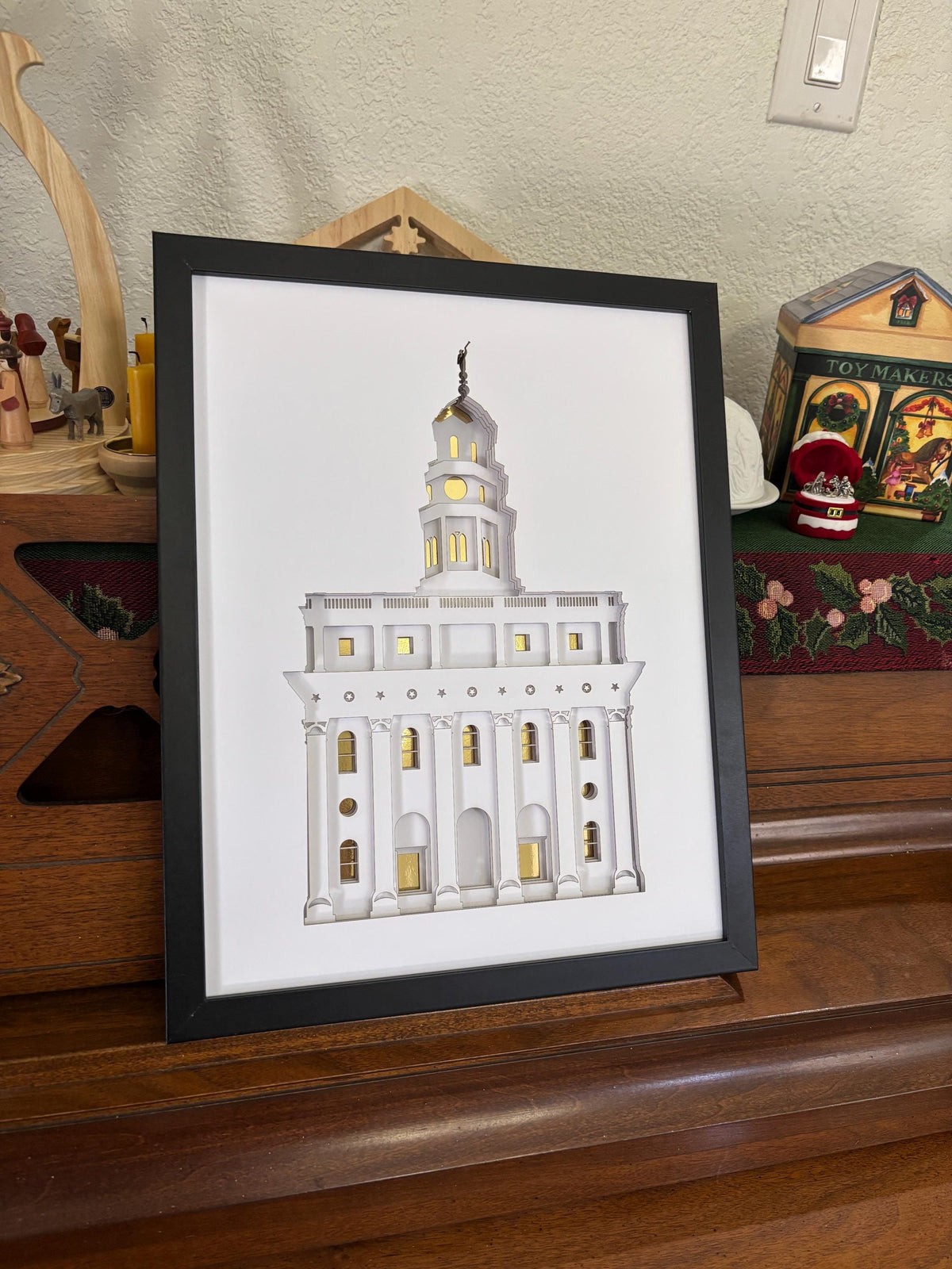 Nauvoo Temple Art Shadow Box