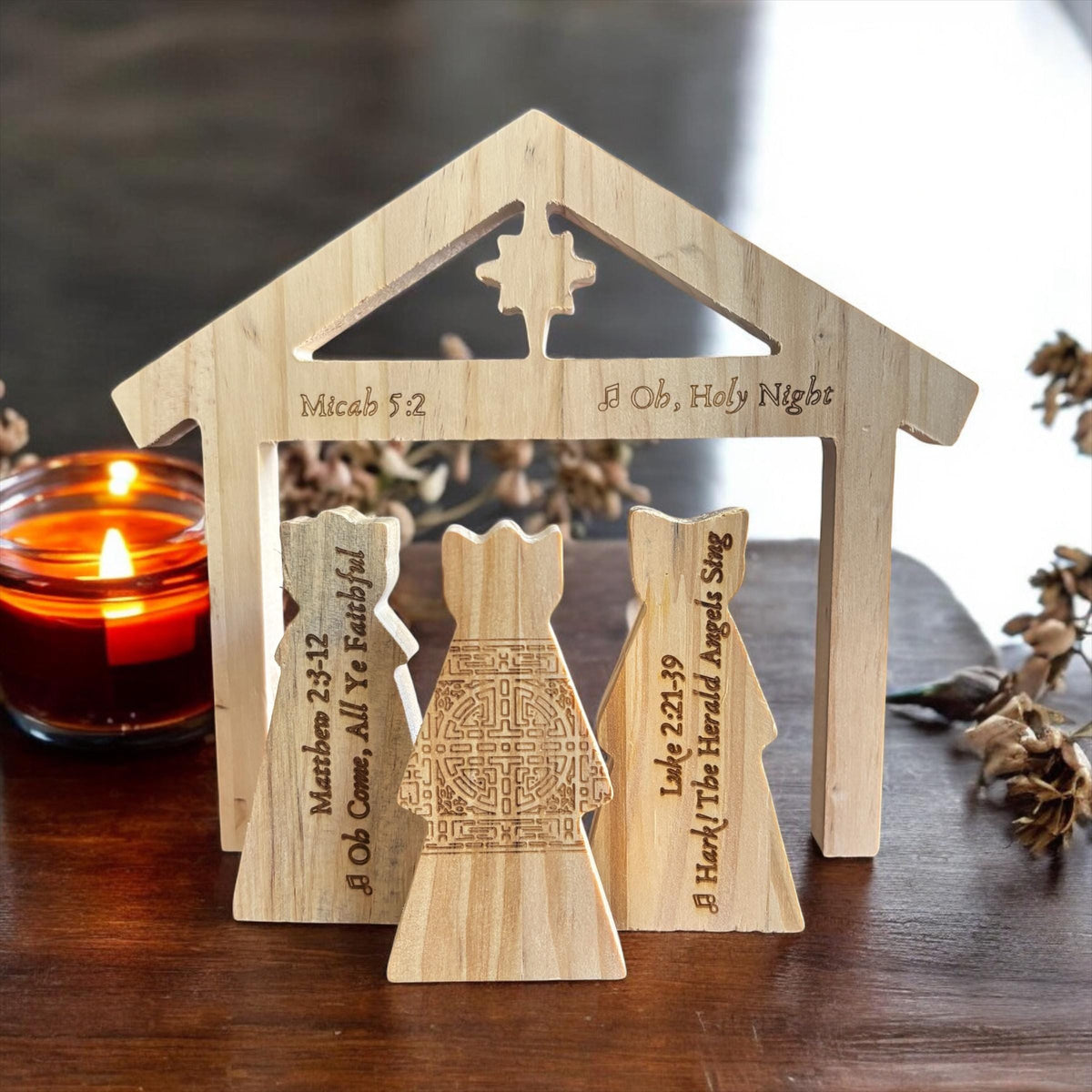Wood Advent Nativity Set – 12 Days of Christmas Countdown