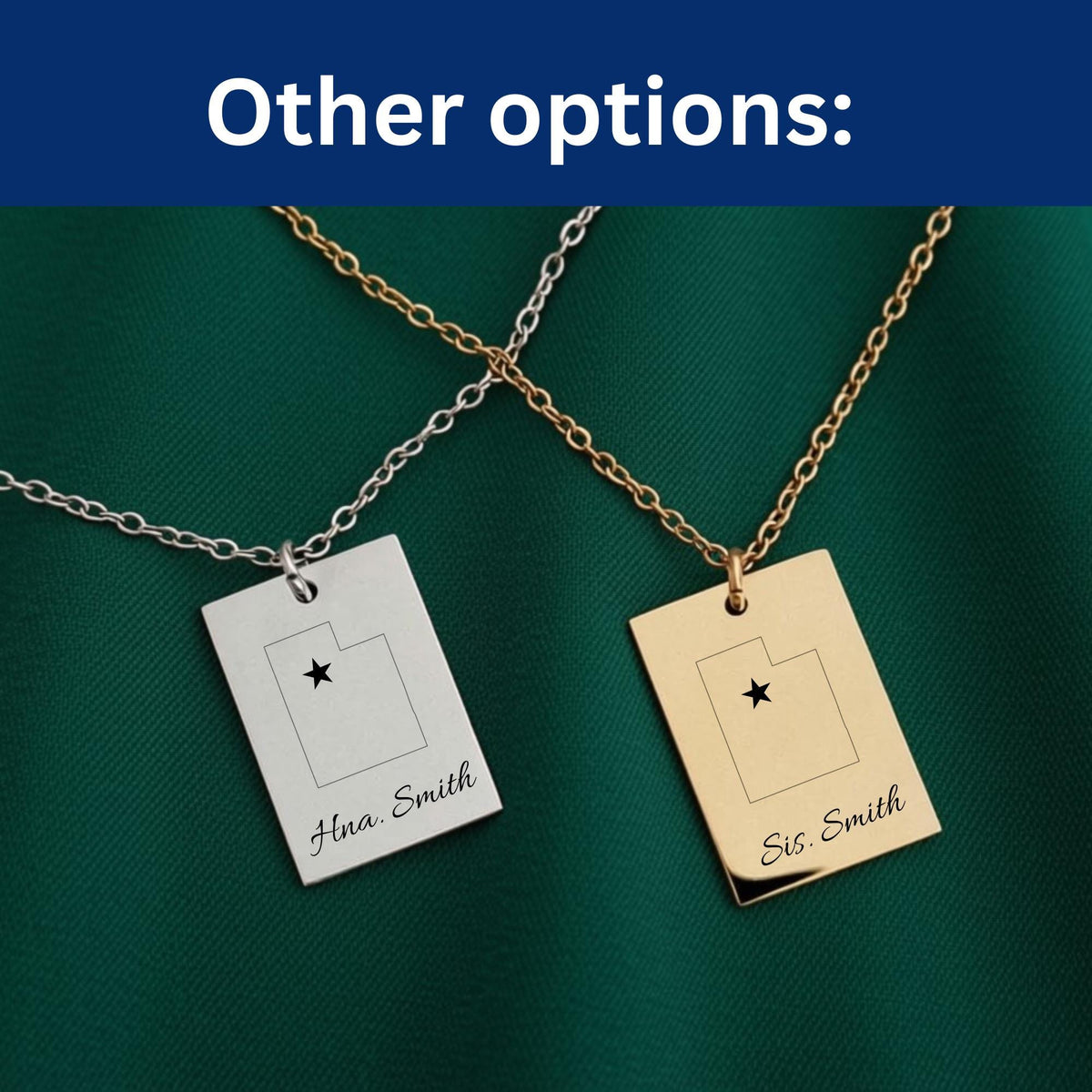Personalized LDS Missionary Necklace, State Pendant, Custom Name (Gold/Silver) Mission Jewelry