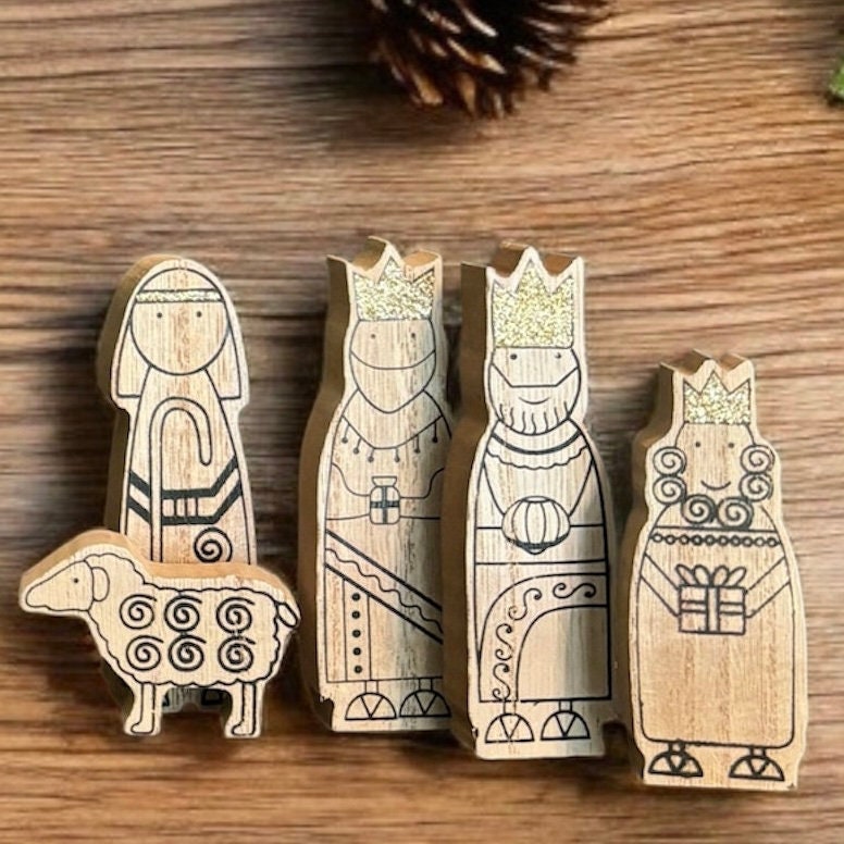 Christmas Nativity Countdown: 12 Days of Carols, Engraved Wood