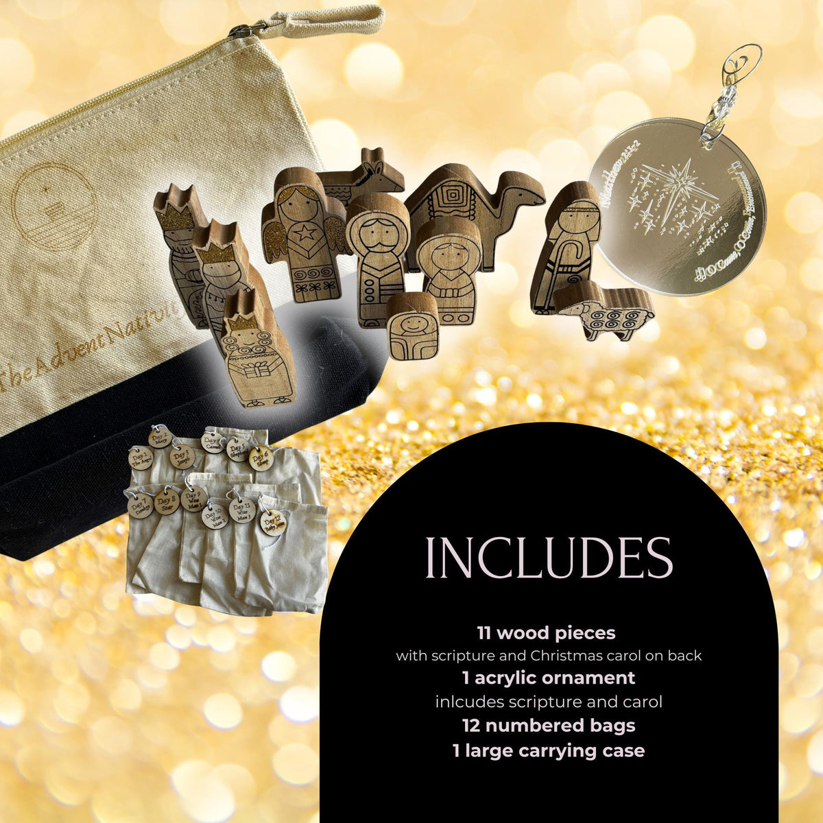 Christmas Nativity Countdown: 12 Days of Carols, Engraved Wood