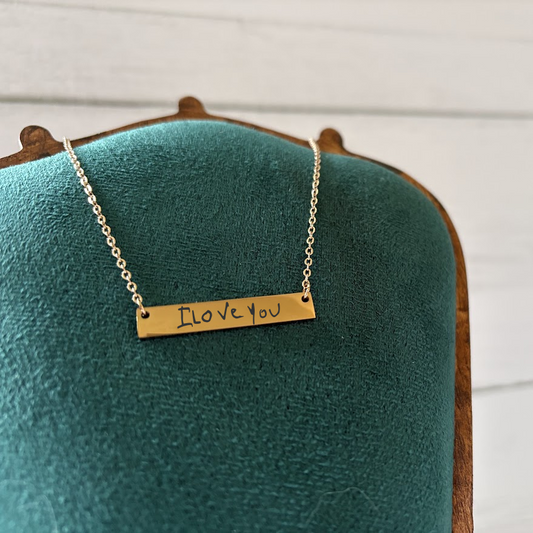 Special necklace for loved one with handwriting custom engraving.