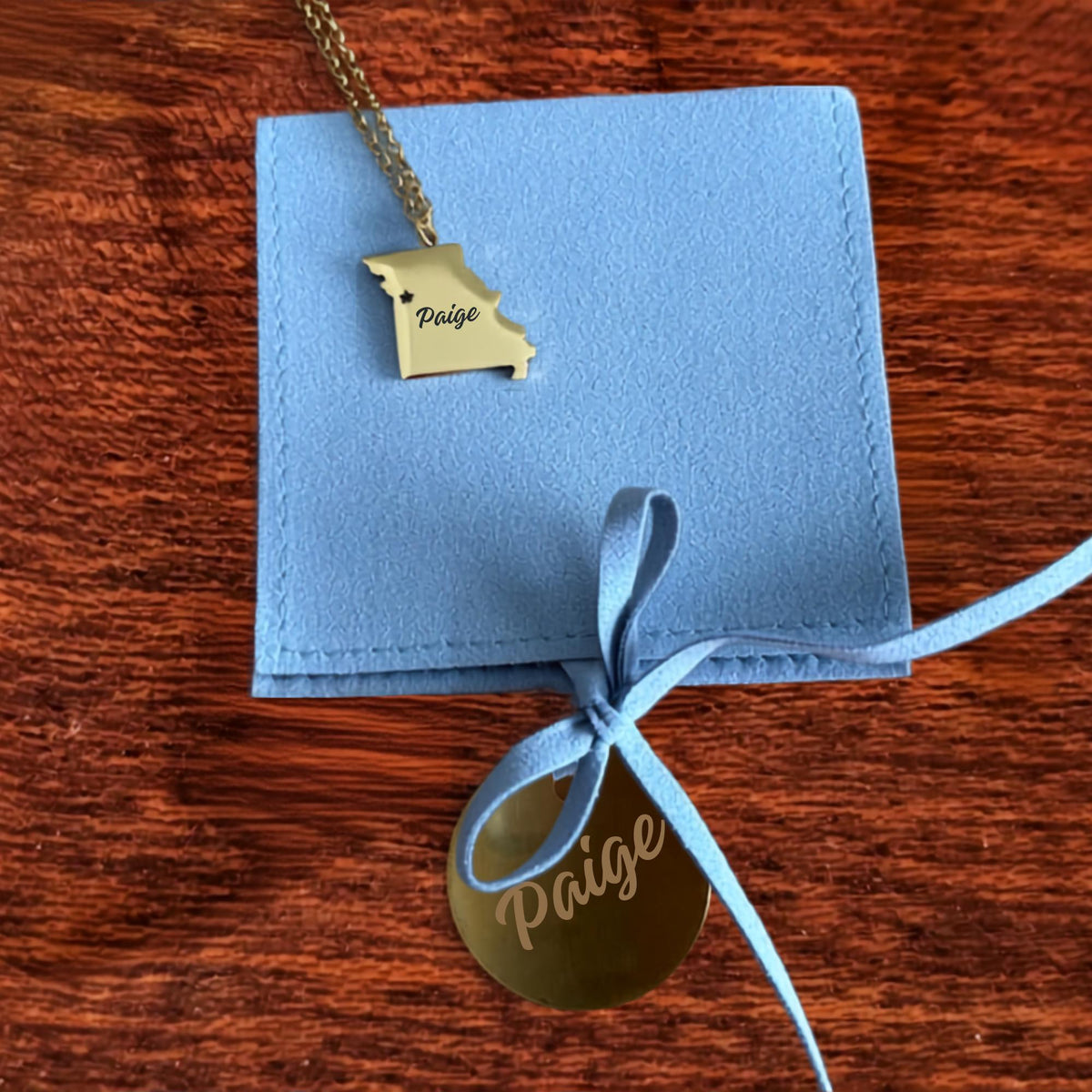 Personalized LDS Missionary Necklace, State Pendant, Custom Name (Gold/Silver) Mission Jewelry